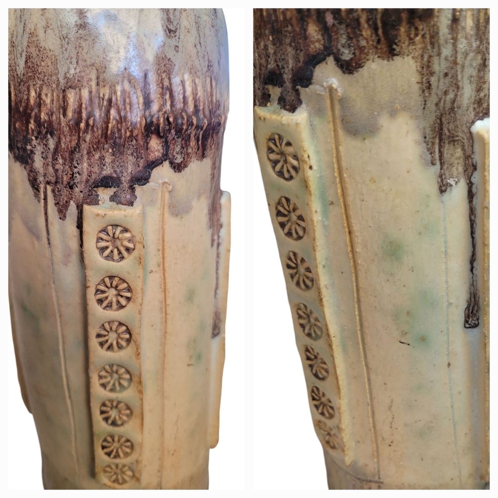 Hand Crafted Cream and Brown Ceramic Vase - Picture 3 of 16